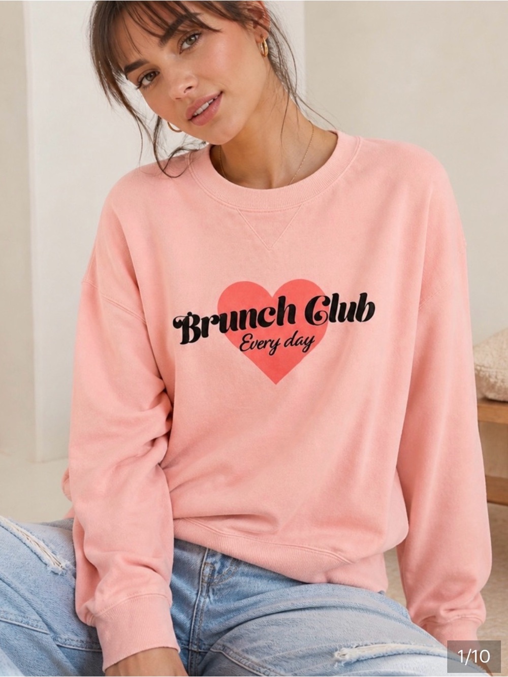 Wildfox Pastel Pink Ribbed-Neck Sweatshirt Sz M